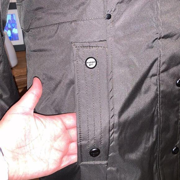 Madden Girl Womens Coat Jacket Parka Long Hooded Faux Fur Trim Green Small - Picture 9 of 12